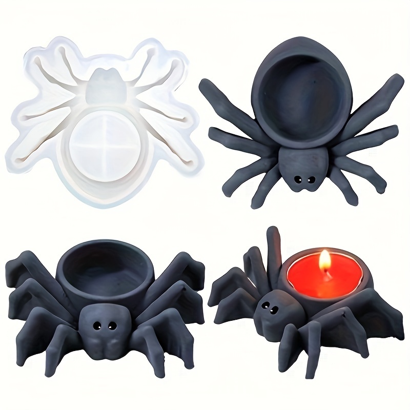 Candle Mold Silicone - スパイダーキャンドル用シリコンモールド、石膏と接着剤を使って香り付きキャンドルホルダーやハロウィンをテーマにしたホームデコレーションを作成するのに最適