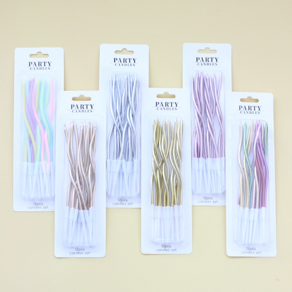 Candle Making Things - 長くて薄いスパイラルの誕生日キャンドル,結婚披露宴用のキャンドル,ケーキデコレーション,12,48個,1ケース