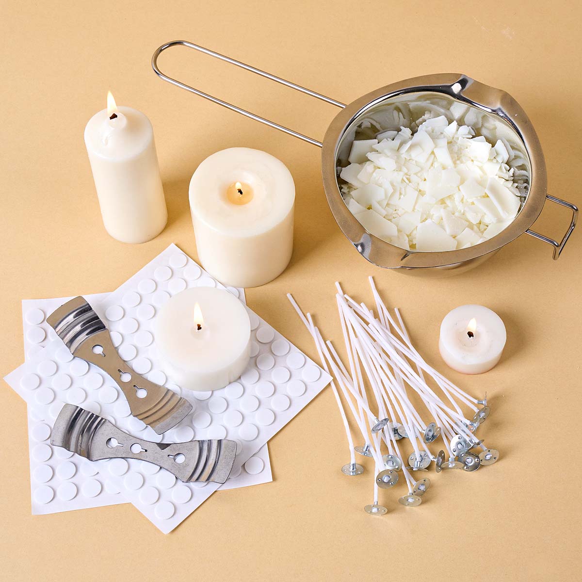 Candle Making For Beginners - DIY手作りキャンドルクラフトツールキット、溶解ポット、ワックスコア、大豆ワックス、キャンドル作成用品、大人初心者向けアクセサリー