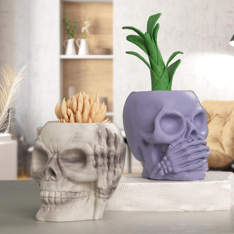 Candle Mold Silicone - 3Dスカルシリコンレジンモールド2026 DIYアロマセラピーキャンドル製作型 ハロウィン手作りフラワーデスクトップデコレーションアクセサリー