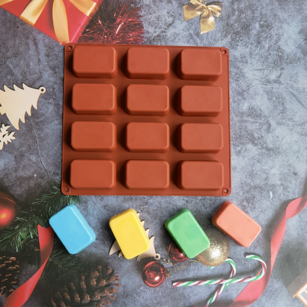 Candle Making Wax Melter - 12キャビティスクエアシリコン石鹸型キャンドルキャンドルキャンドルキャンドルキャンディーワックスアマセラピーモールドクラフト装飾3D DIY手作りツール