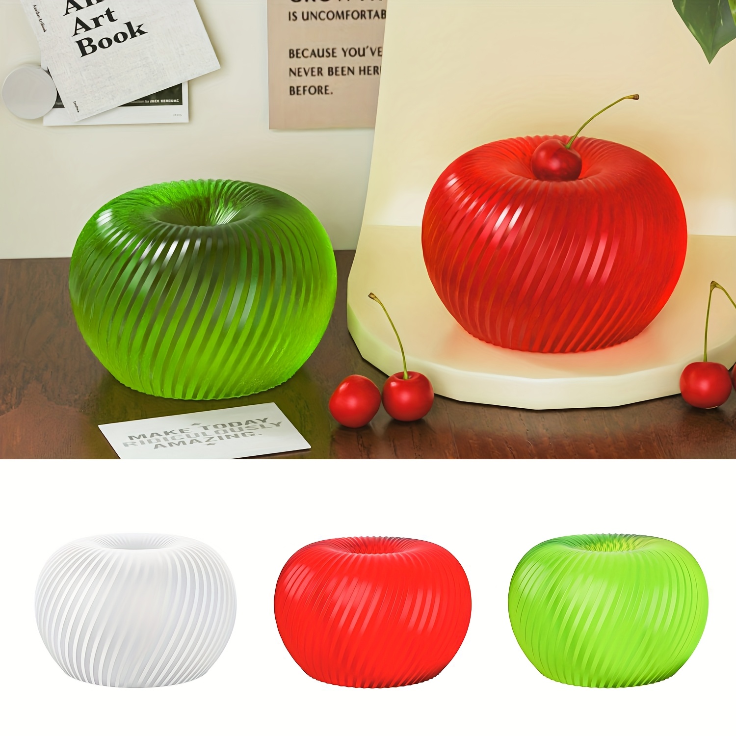 Candle Mold Silicone - 石鹸、キャンドル、石膏工芸品の作成に適した、おしゃれな赤いリンゴ型のシリコンモールドで、お手入れが簡単です。