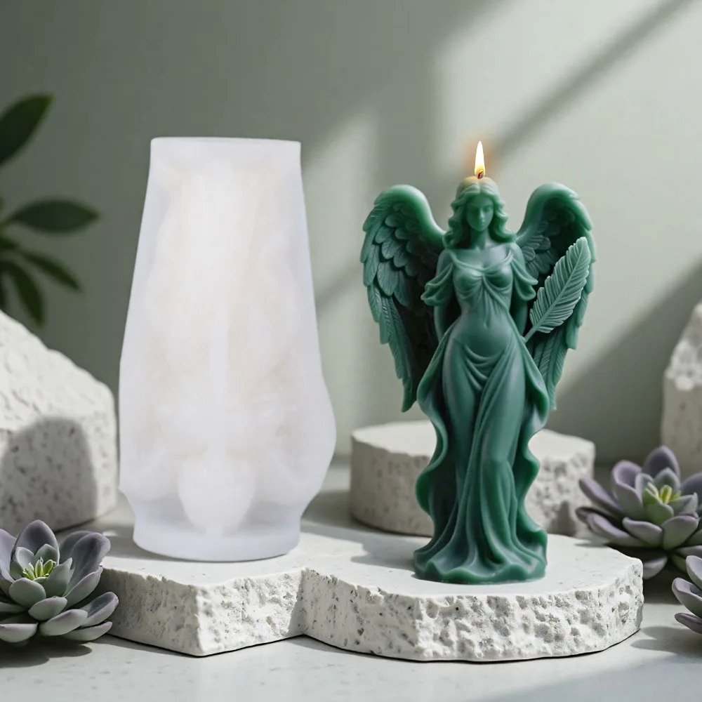 翼女神香りのシリコーンキャンドルモールド DIY 祈り天使の - Candle Making Wax Melter のレビューと価格