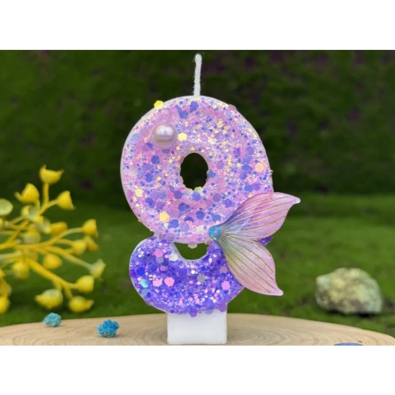 グリッターパープルグラデーションマーメイドテールナンバーキャ - Candle Making Things のレビューと価格