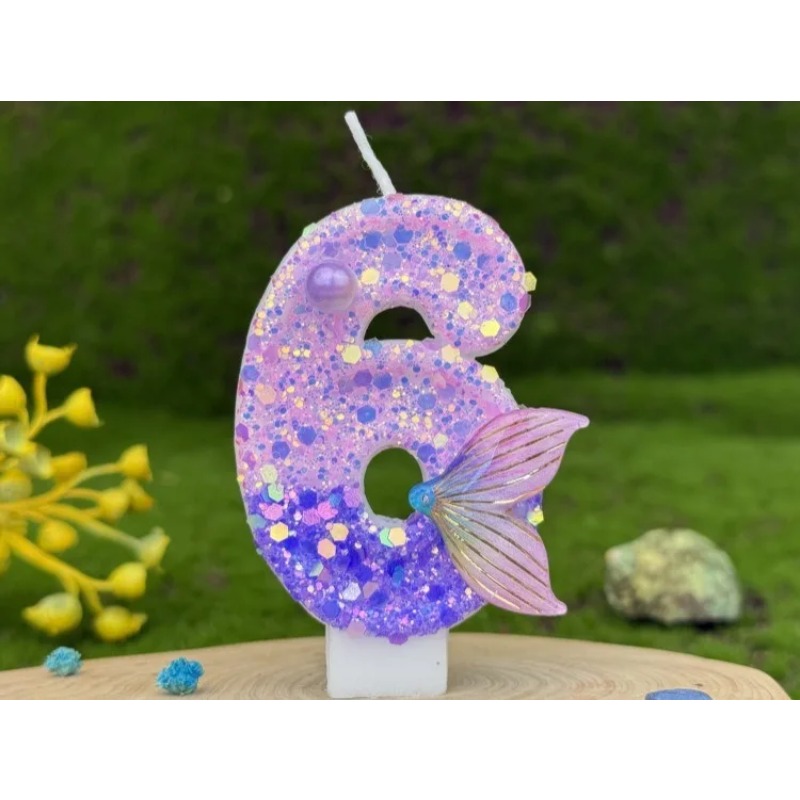 グリッターパープルグラデーションマーメイドテールナンバーキャ - Candle Making Things のレビューと価格