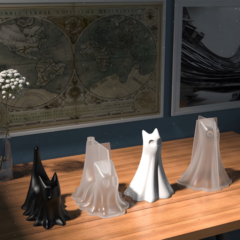 ゴースト猫ハロウィンデスクトップ飾り石膏シリコーン型 DIY - Candle Making Things のレビューと価格