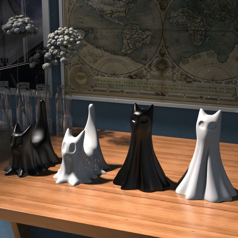 ゴースト猫ハロウィンデスクトップ飾り石膏シリコーン型 DIY - Candle Making Things のレビューと価格