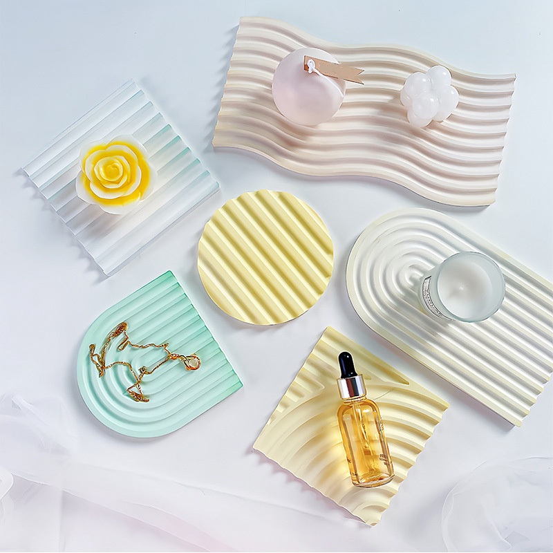 DIYストライプウェーブトレイ型 レジン/コンクリート/セメ - Candle Mold Silicone のレビューと価格
