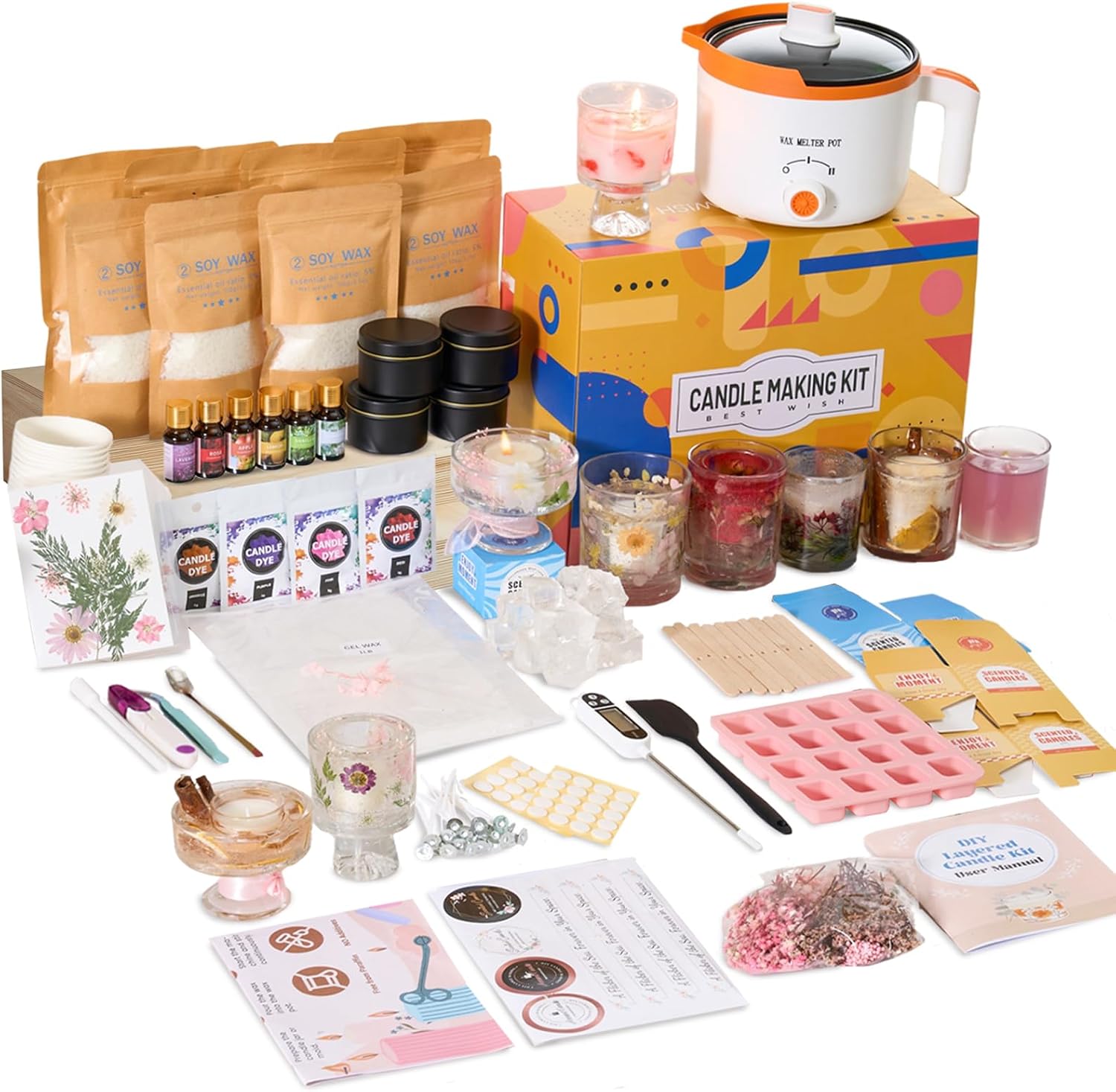2-in-1大豆＆ゼリーワックスDIYキャンドル作成キット（ - Candle Making For Beginners のレビューと価格