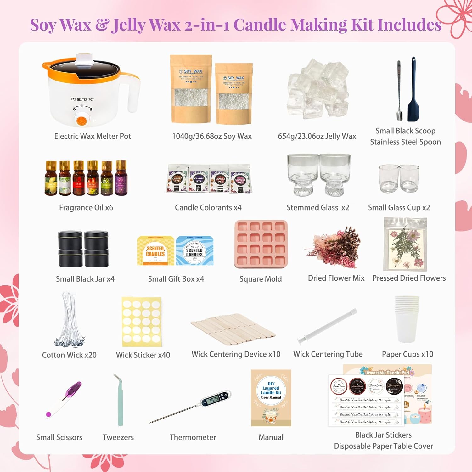 2-in-1大豆＆ゼリーワックスDIYキャンドル作成キット（ - Candle Making For Beginners のレビューと価格