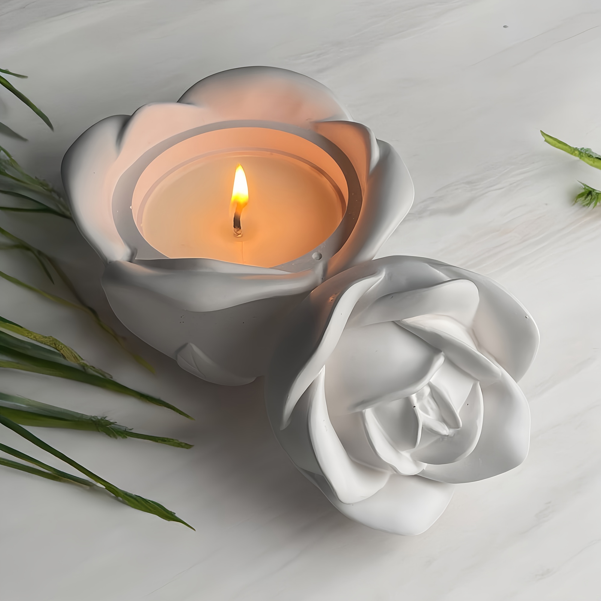 2ピースセット ローズ型シリコンモールド 蓋付き、エポキシ樹 - Candle Mold Silicone のレビューと価格