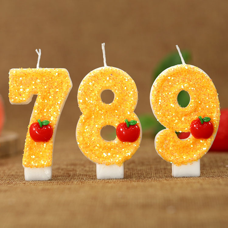赤いリンゴの新鮮な黄色のデジタルバースデーキャンドル - パ - Candle Making Things のレビューと価格