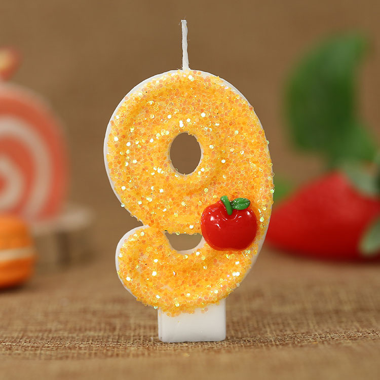赤いリンゴの新鮮な黄色のデジタルバースデーキャンドル - パ - Candle Making Things のレビューと価格