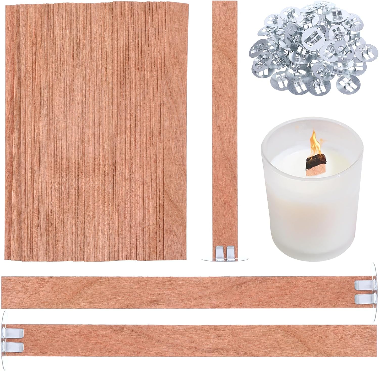 60個入り木製キャンドル芯 無煙木製芯 金属ベース付き キャ - Candle Making Wax Melter のレビューと価格