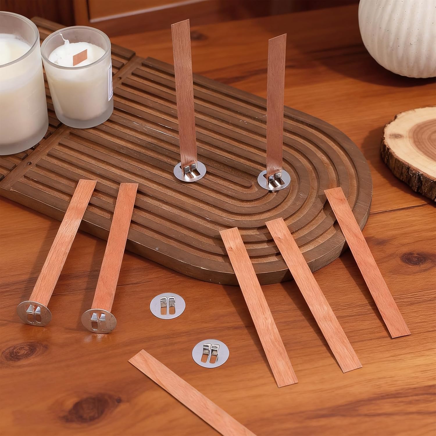 60個入り木製キャンドル芯 無煙木製芯 金属ベース付き キャ - Candle Making Wax Melter のレビューと価格