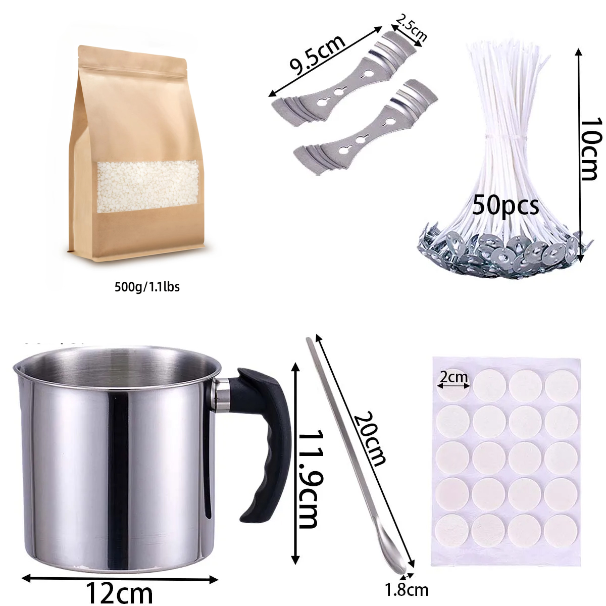 DIYアロマキャンドル作成ツールキット、ソイワックス、芯、ス - Candle Making For Beginners のレビューと価格